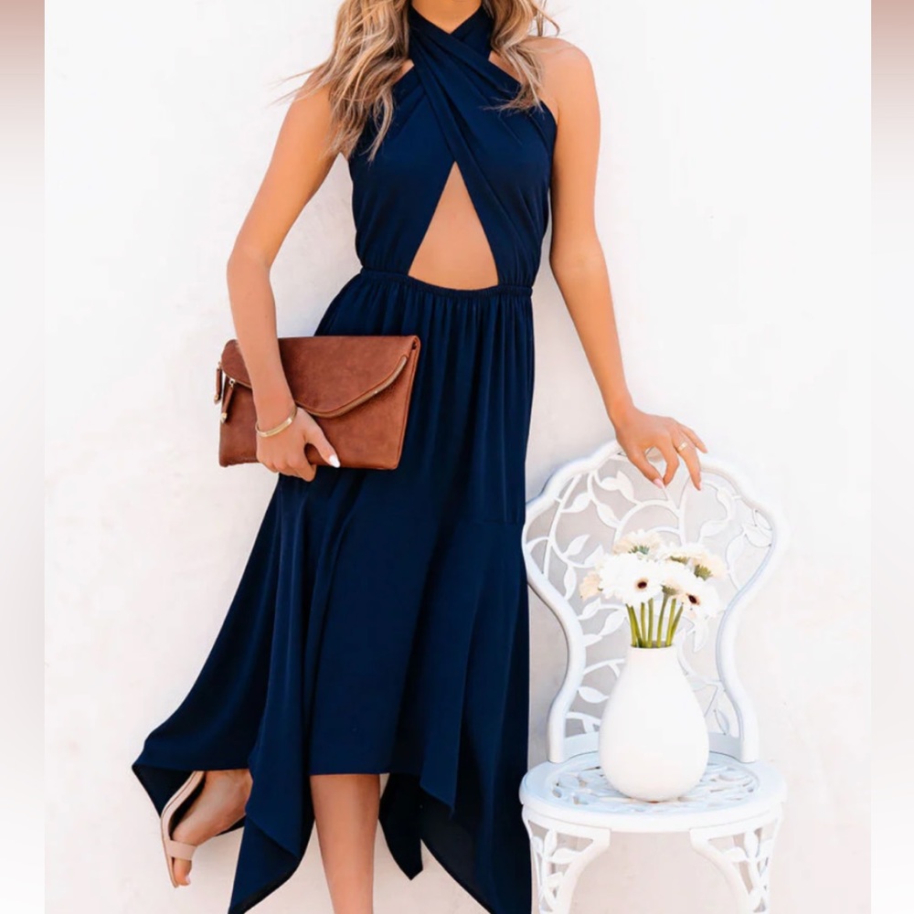 Vici Navy Blue Halter Dress